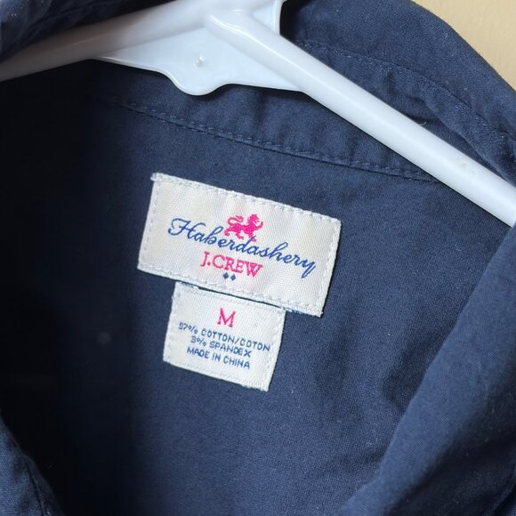 J. Crew Factory Haberdashery Stretch Classic Button-Down Shirt (Navy) - Size M - Picture 2 of 4